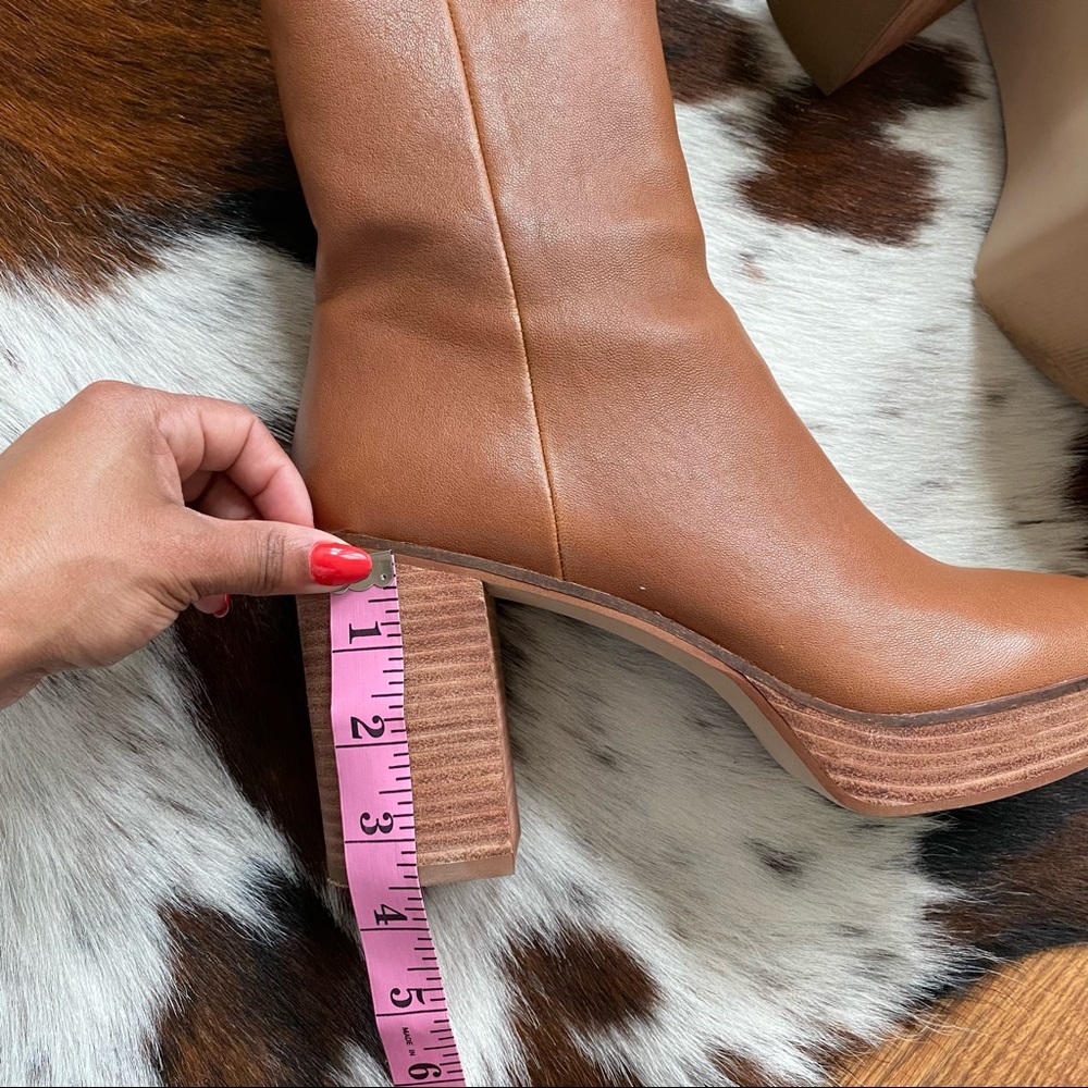 AQUA Nessa Brown Leather Chunky 70’s Boots 9.5 - Picture 13 of 13